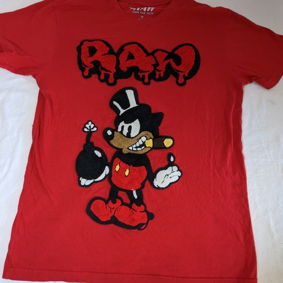 RAWYALTY BOMB RAW DRIP RED CHENILLE TEE-RED Medium - Picture 6 of 9